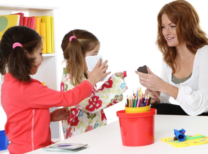 teacher with children